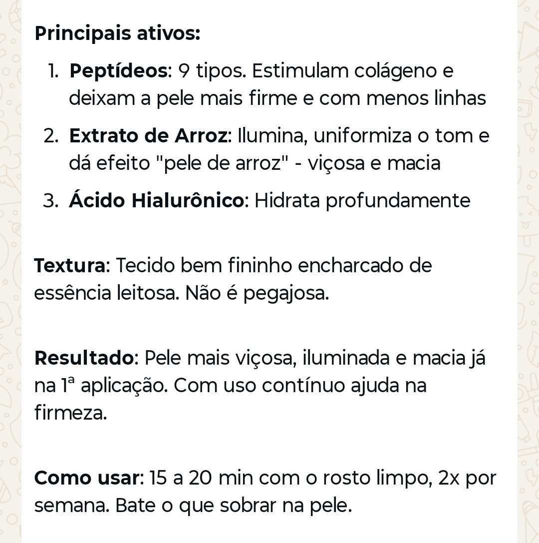 Máscara facial com peptídeos