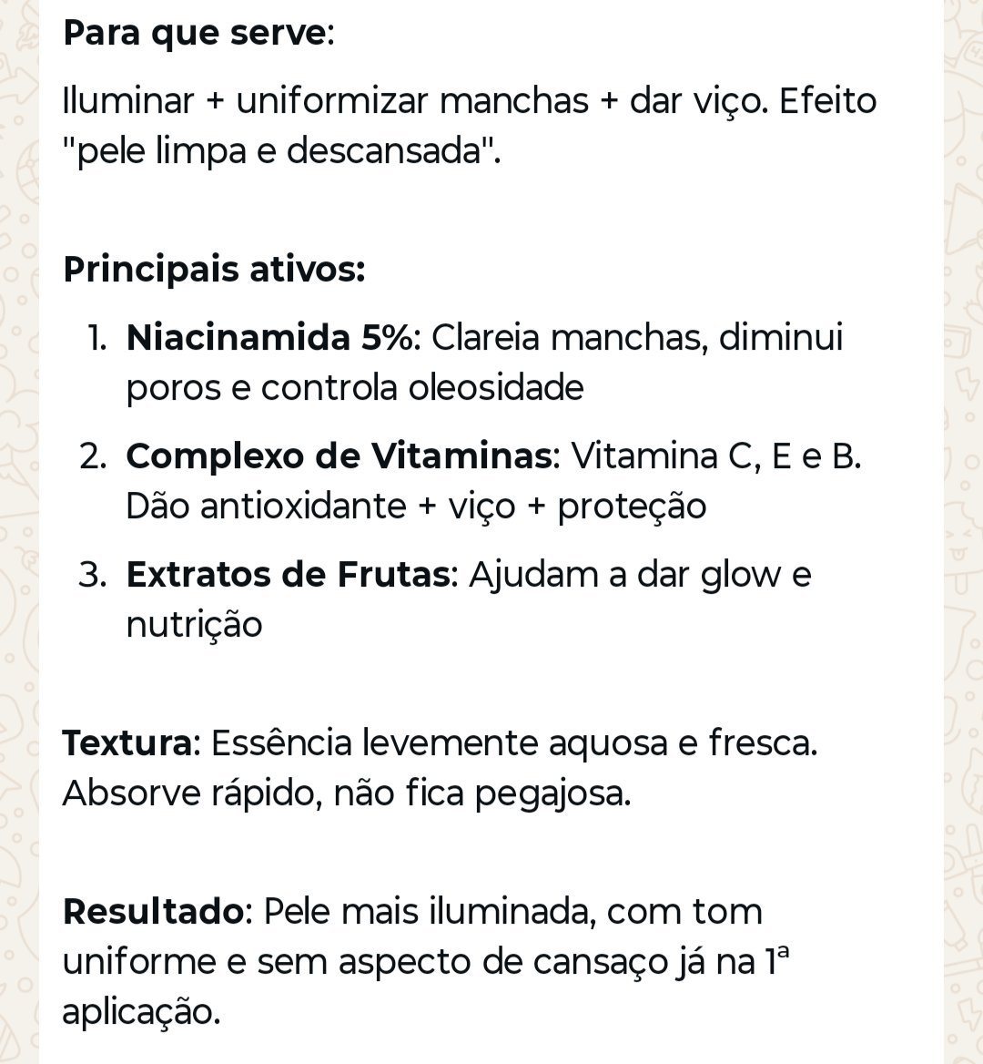 Máscara facial de vitaminas com niacinamida